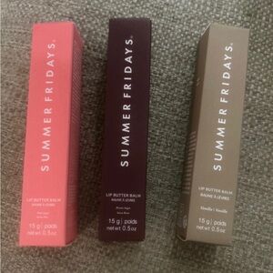 Summer Fridays Lip Butter Balm Bundle - ICED COFFEE - BROWN SUGAR - PINK SUGAR